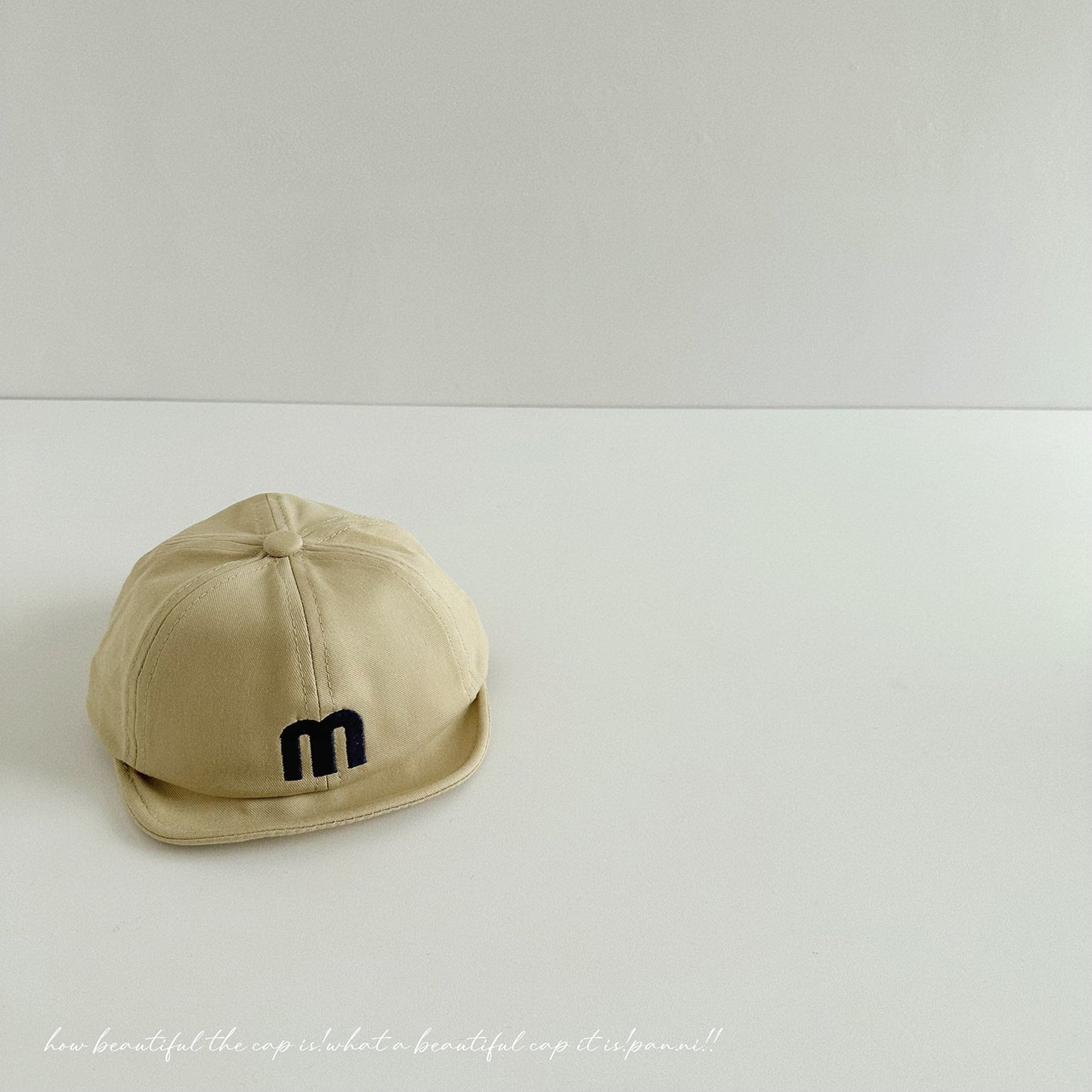 Soft and cute ~ Embroidered baby baseball cap with letter m for boys and girls in spring and summer, versatile soft brim children's sun protection hat