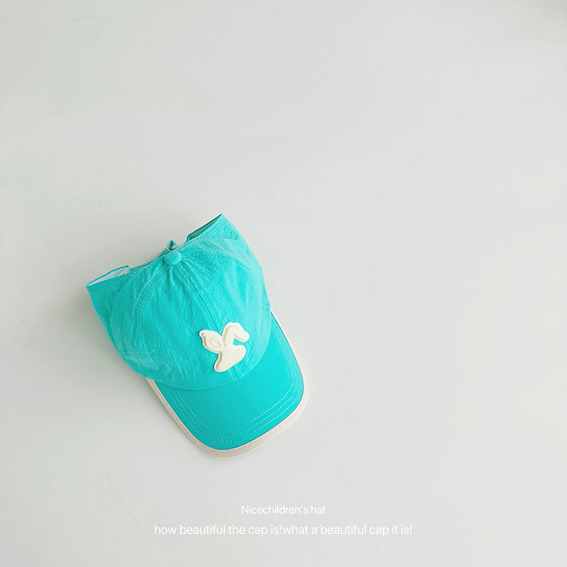 Children's sun hat for girls in summer with high ponytail, quick-drying and breathable, thin empty-top sun protection baseball cap for boys and girls