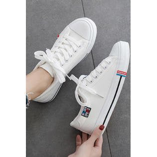 Women Easy Lace Up Rainbow Pattern Flat Rubber Soled Sneaker Shoes - WSC15507