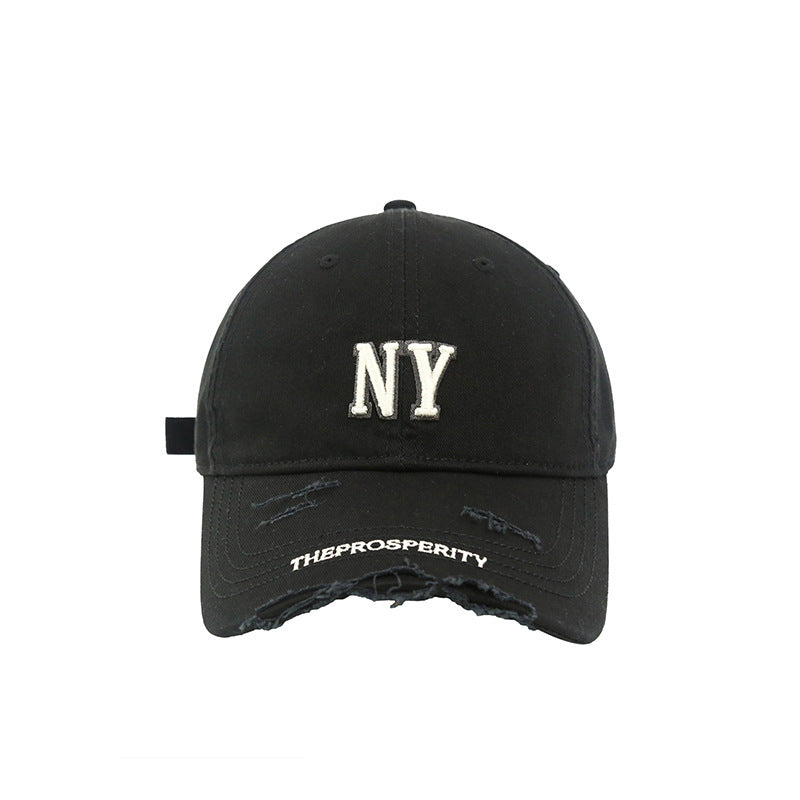 Baseball cap for women original American fashion brand ripped and frayed baseball cap Internet celebrity same style couple versatile soft top peaked cap