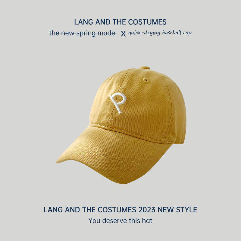 Oblique P letter ins small head circumference baseball cap for women outdoor leisure versatile four-season soft top sun protection duck tongue hat