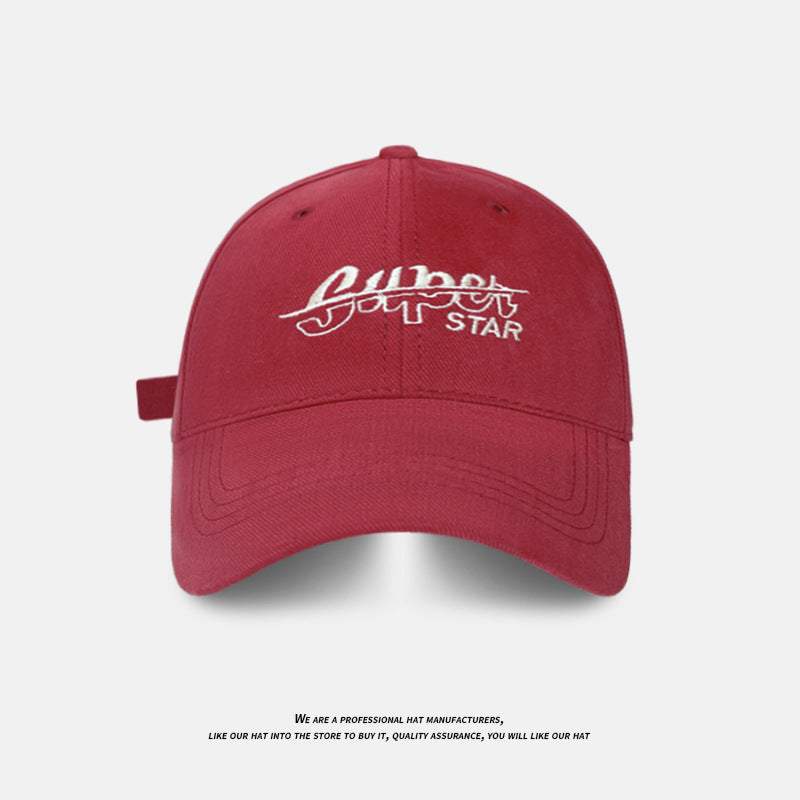 Soft-top embroidered wide-brimmed peaked cap for women with large head circumference,  new style deep-top baseball cap that shows face, small brushed sun hat for men
