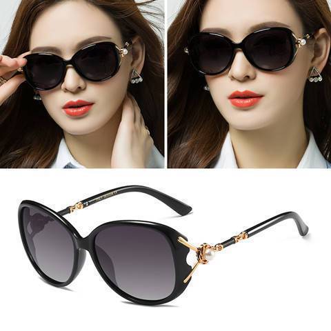 Classic round frame sunglasses for women, fashionable pearl style sunglasses, general polarized sunglasses for travel, driving and driving glasses