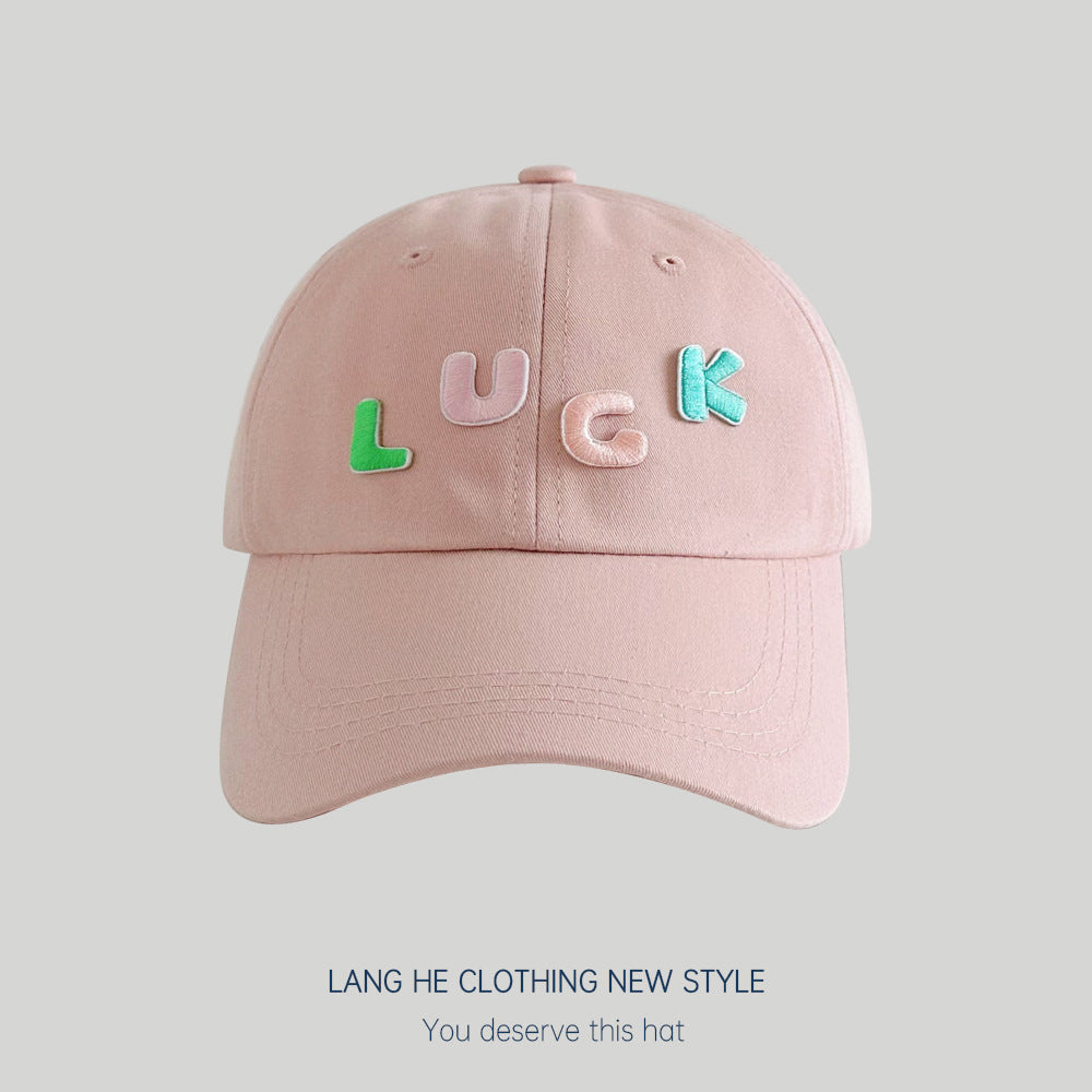 Candy color~Spring and summer trendy letter LUCK baseball caps for boys and girls, sunshade caps style sun protection hats