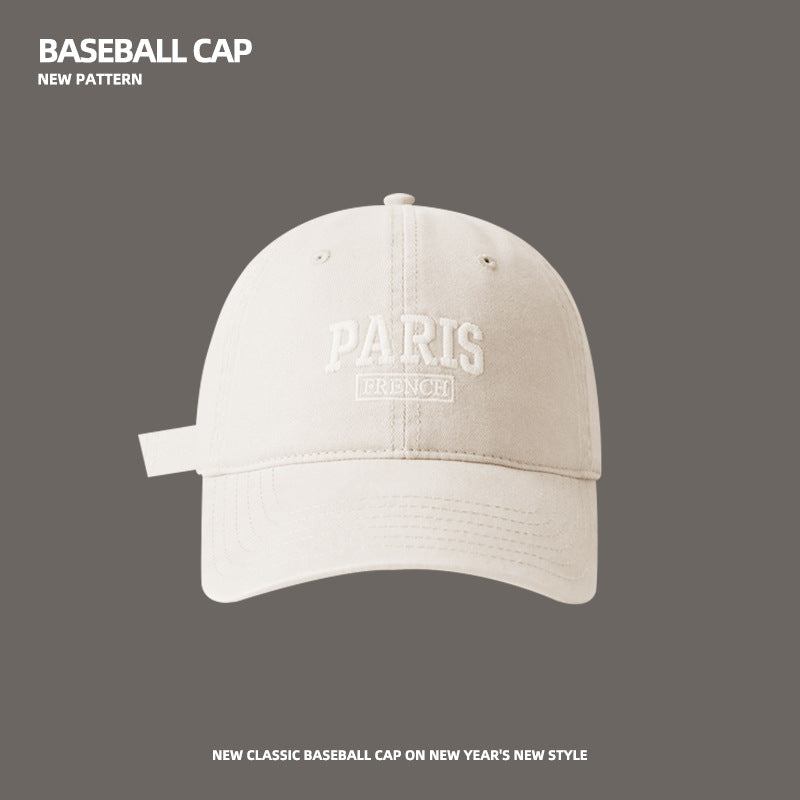 Baseball Cap Women's Face-Showing Small Embroidered Letters Baseball Cap Big Head Soft Top Street Fashion Women's Hat