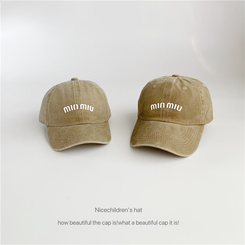 Letter laminated baseball cap women's ins washed cotton retro soft top casual versatile men's duck cap