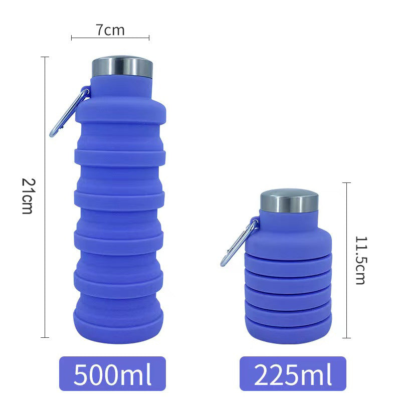 Portable Food Grade Silicone Folding Cup 500ml Creative Sports Water Bottle Outdoor Telescopic Decompression Water Cup