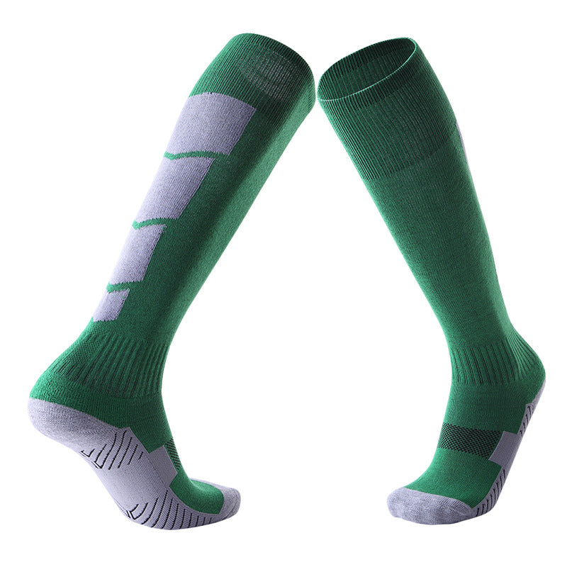 Non-Slip Adult Football Socks Men's Thickened Over-The-Knee Stockings Sweat-Absorbent And Wear-Resistant Sports Terry Socks