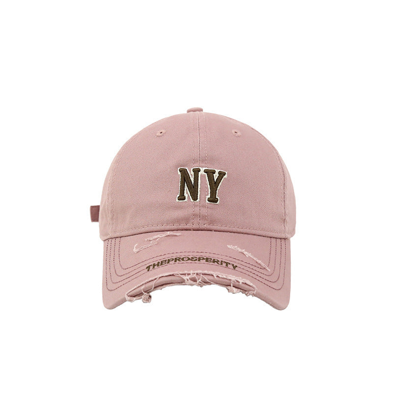 Baseball cap for women original American fashion brand ripped and frayed baseball cap Internet celebrity same style couple versatile soft top peaked cap