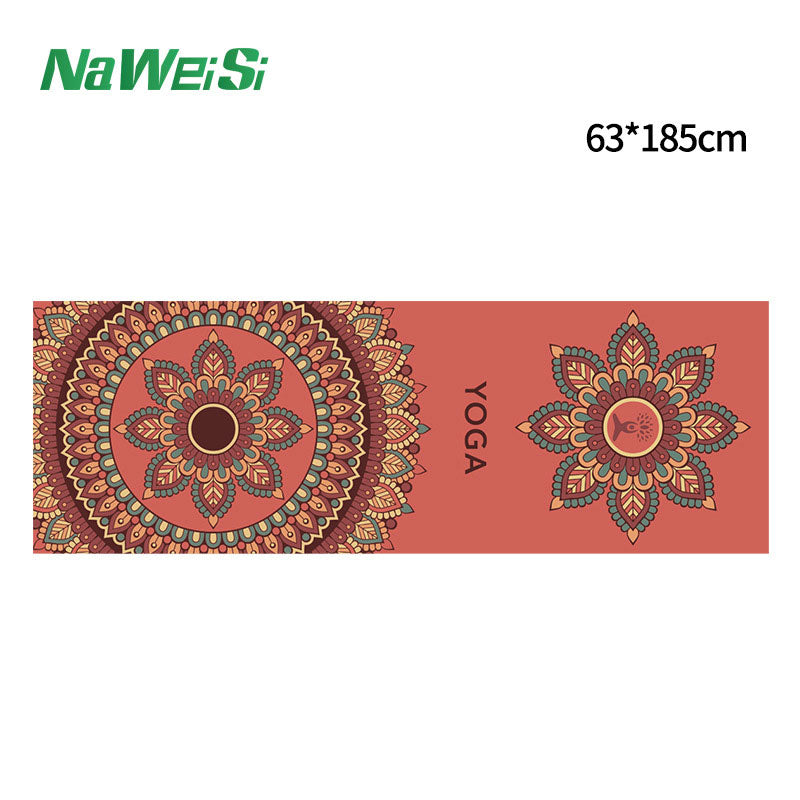 Yoga mat towel double-sided velvet yoga fitness isolation mat non-slip printed folding portable sports mat towel