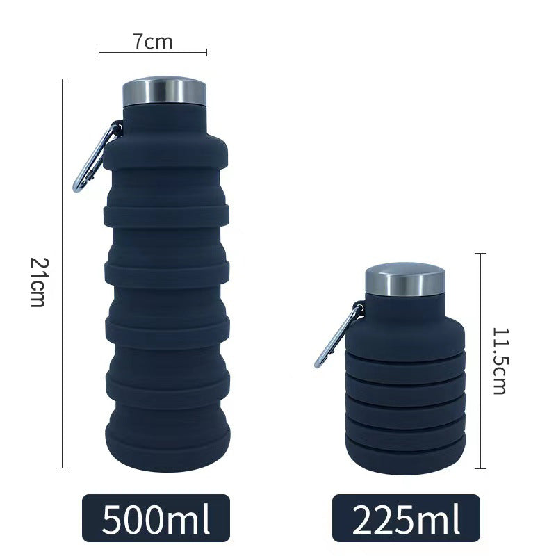 Portable Food Grade Silicone Folding Cup 500ml Creative Sports Water Bottle Outdoor Telescopic Decompression Water Cup