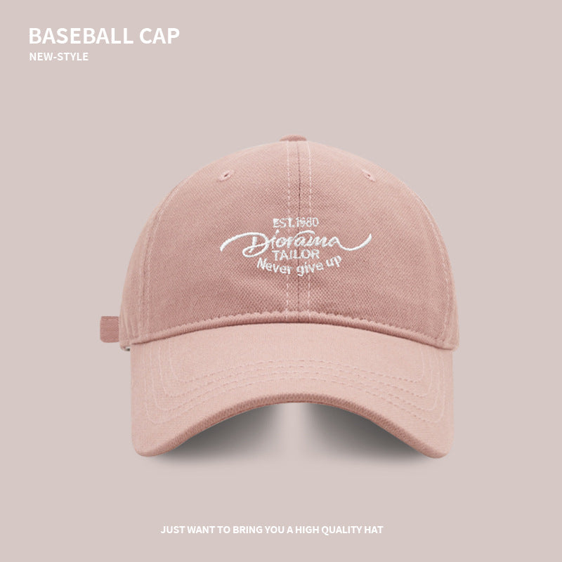 Simple letter embroidery versatile baseball cap spring and autumn large head circumference showing face small wide brim peaked cap couple trendy hat