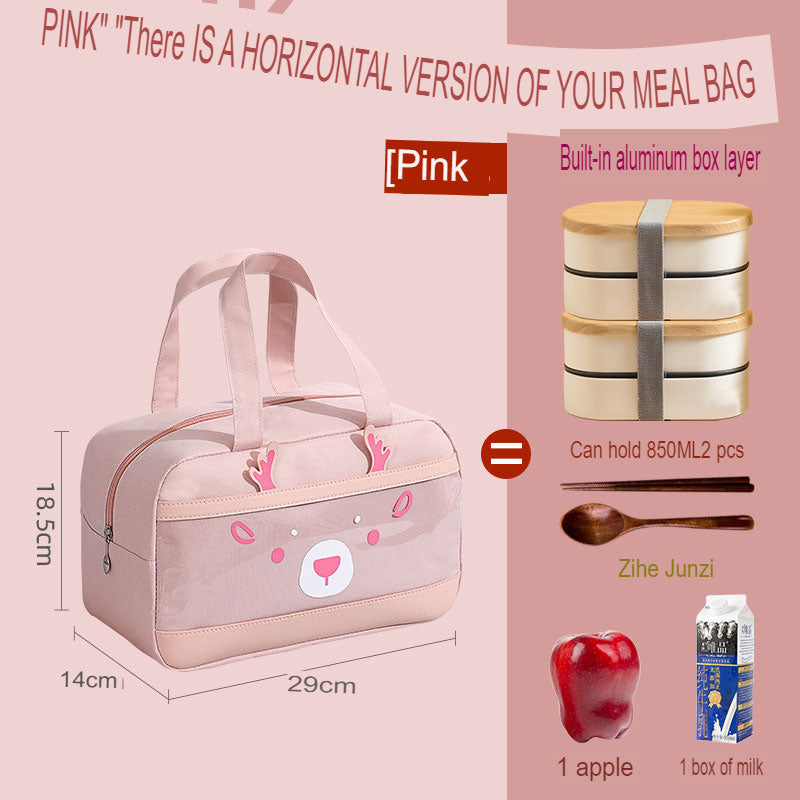 Student Cute Lunch Box Bag With Rice Portable Lunch Bag Insulated Lunch Bag Oxford Cloth Lunch Bag