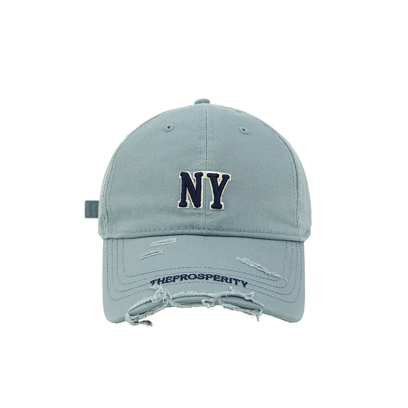 Baseball cap for women original American fashion brand ripped and frayed baseball cap Internet celebrity same style couple versatile soft top peaked cap