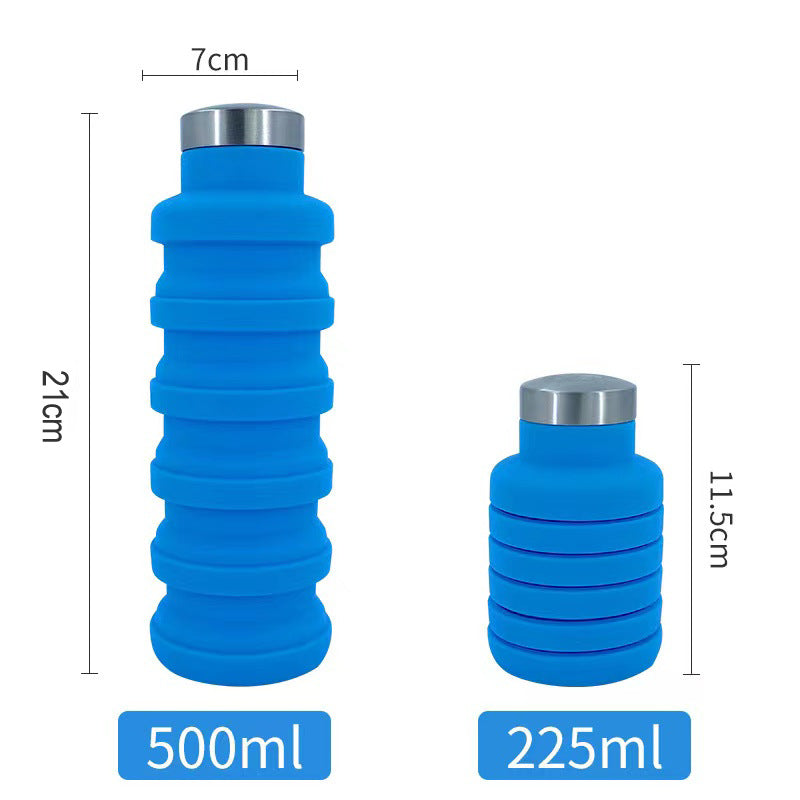 Portable Food Grade Silicone Folding Cup 500ml Creative Sports Water Bottle Outdoor Telescopic Decompression Water Cup