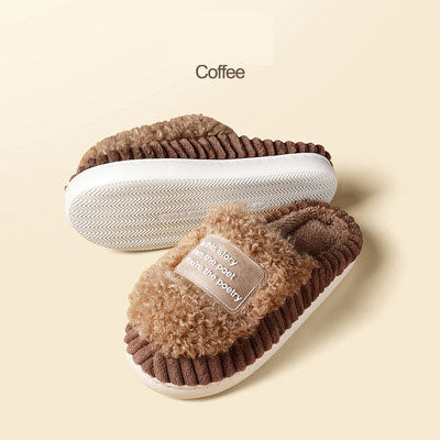 Cotton slippers for women winter home indoor home warm non-slip thick-soled confinement couple hair slippers autumn and winter shoes