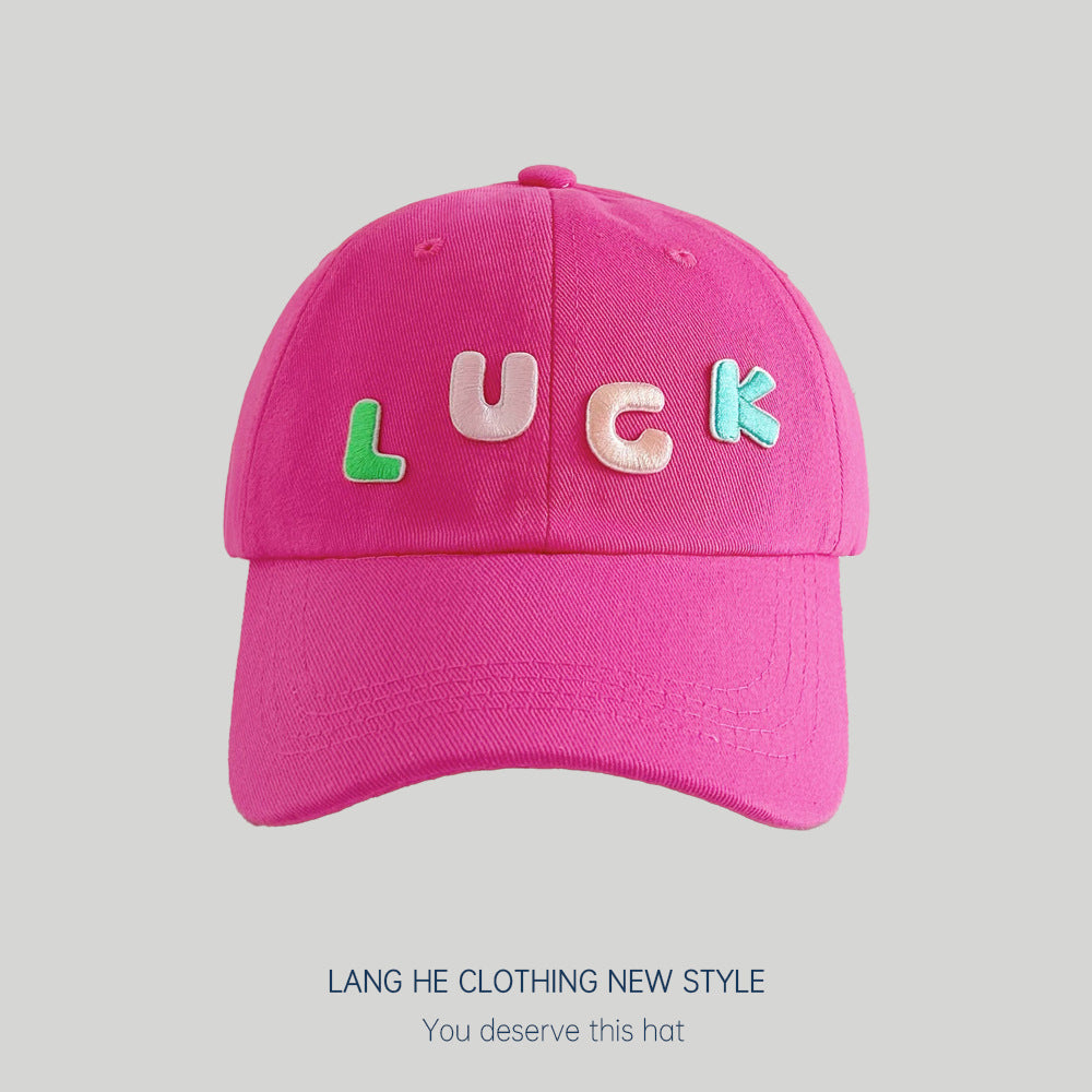 Candy color~Spring and summer trendy letter LUCK baseball caps for boys and girls, sunshade caps style sun protection hats