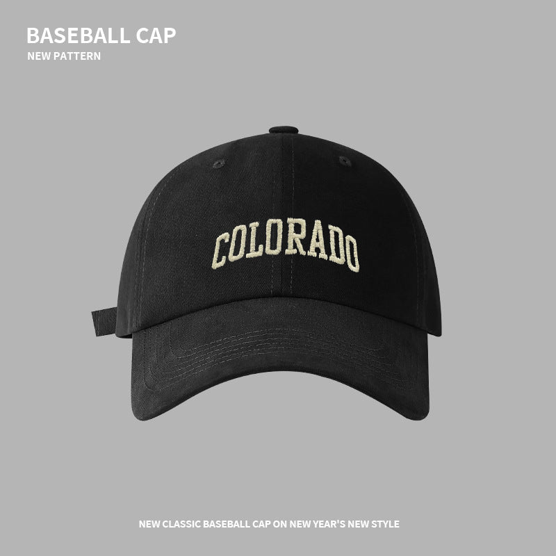 High-quality brushed soft-top baseball cap for men with letter embroidery Korean style trendy big head circumference showing face small versatile peaked cap for women