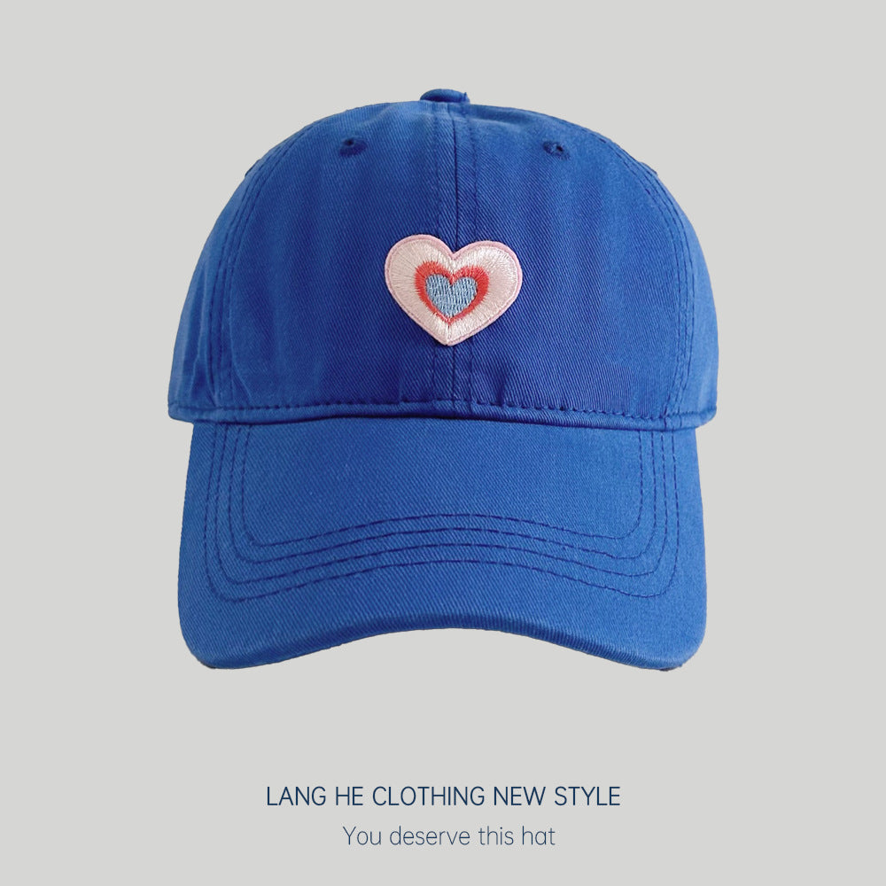 Patch love baseball cap for women with small head circumference, small face, versatile washed peaked hat, summer sun hat, trendy