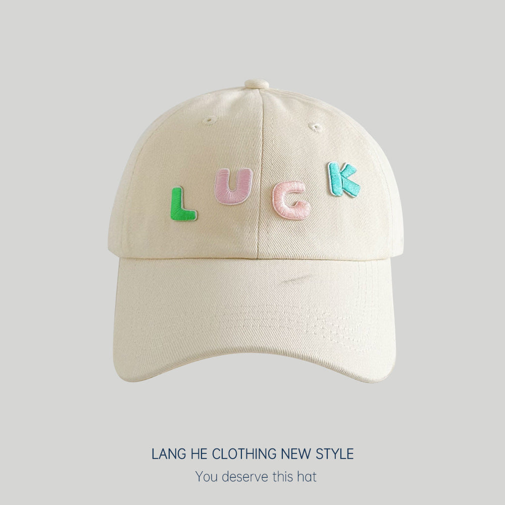 Candy color~Spring and summer trendy letter LUCK baseball caps for boys and girls, sunshade caps style sun protection hats