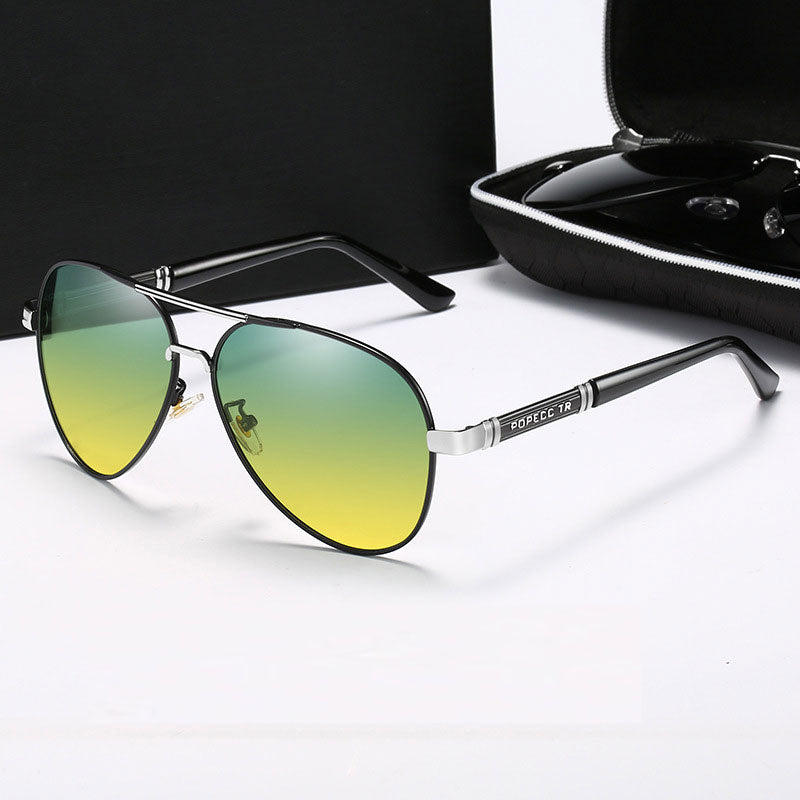 Color-changing polarized sunglasses, day and night driving glasses, fishing night vision men's sunglasses, toad glasses