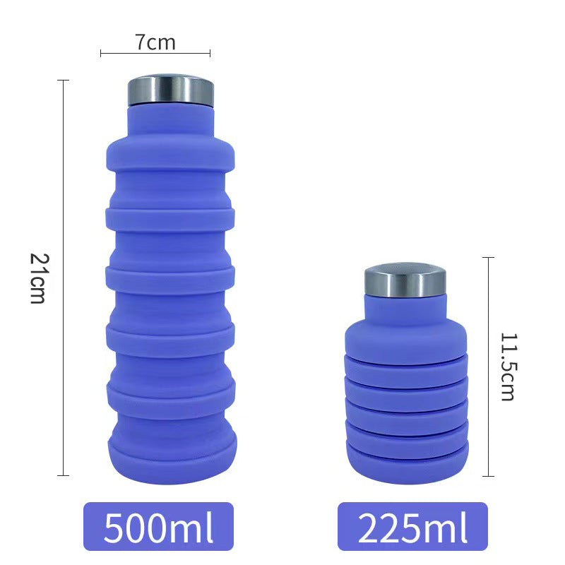 Portable Food Grade Silicone Folding Cup 500ml Creative Sports Water Bottle Outdoor Telescopic Decompression Water Cup