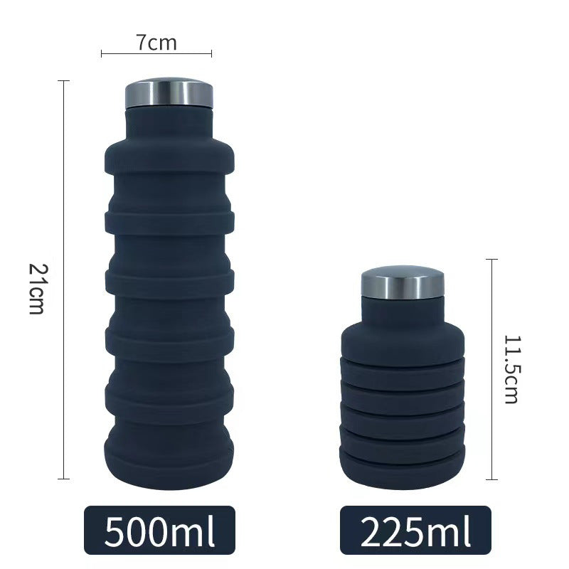 Portable Food Grade Silicone Folding Cup 500ml Creative Sports Water Bottle Outdoor Telescopic Decompression Water Cup