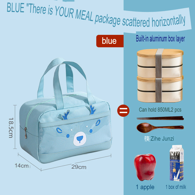 Student Cute Lunch Box Bag With Rice Portable Lunch Bag Insulated Lunch Bag Oxford Cloth Lunch Bag