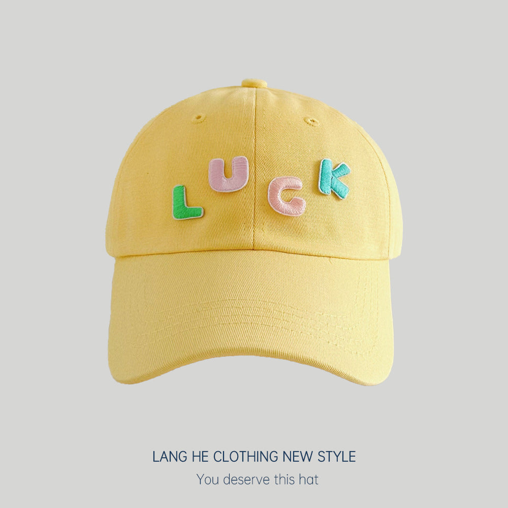 Candy color~Spring and summer trendy letter LUCK baseball caps for boys and girls, sunshade caps style sun protection hats