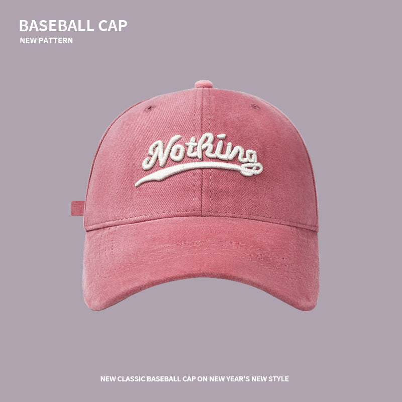 Baseball hat for men, trendy brand, brushed embroidered letters, enlarged and deepened, wide brim, versatile, face-friendly, small duck cap for women