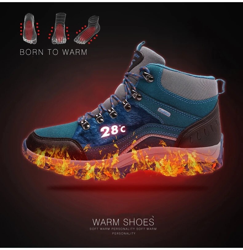 Women High Quality Plush Winter Hiking Shoes Outdoor High Top Warm Camping Casual Sneakers - WHS50189