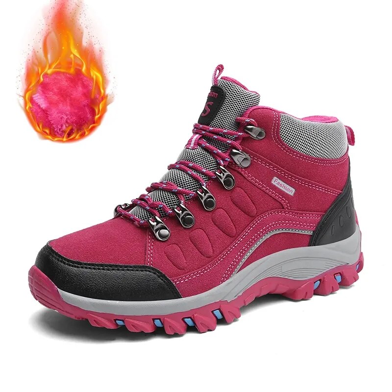 Women High Quality Plush Winter Hiking Shoes Outdoor High Top Warm Camping Casual Sneakers - WHS50189