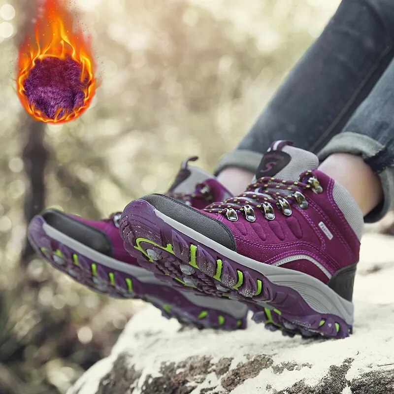 Women High Quality Plush Winter Hiking Shoes Outdoor High Top Warm Camping Casual Sneakers - WHS50189