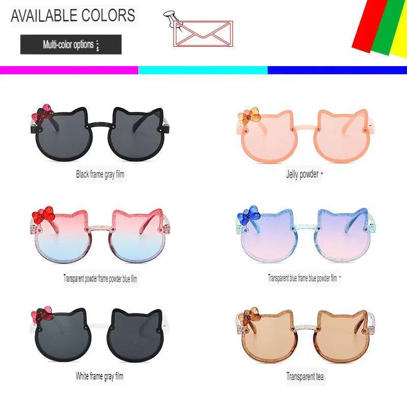 New two-ear bow cat glasses cute baby sunglasses trendy sunshade children's sunglasses