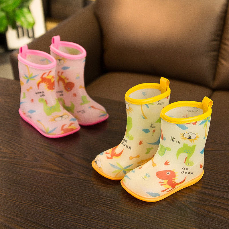 Baby rain boots summer boys printed lightweight waterproof toddler wear-resistant cute mid-tube water shoes girls and children rain gear