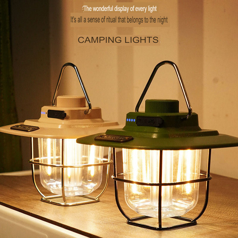 Retro camping light LED ambient light tent light horse lantern strong light portable rechargeable handheld light multifunctional camping light