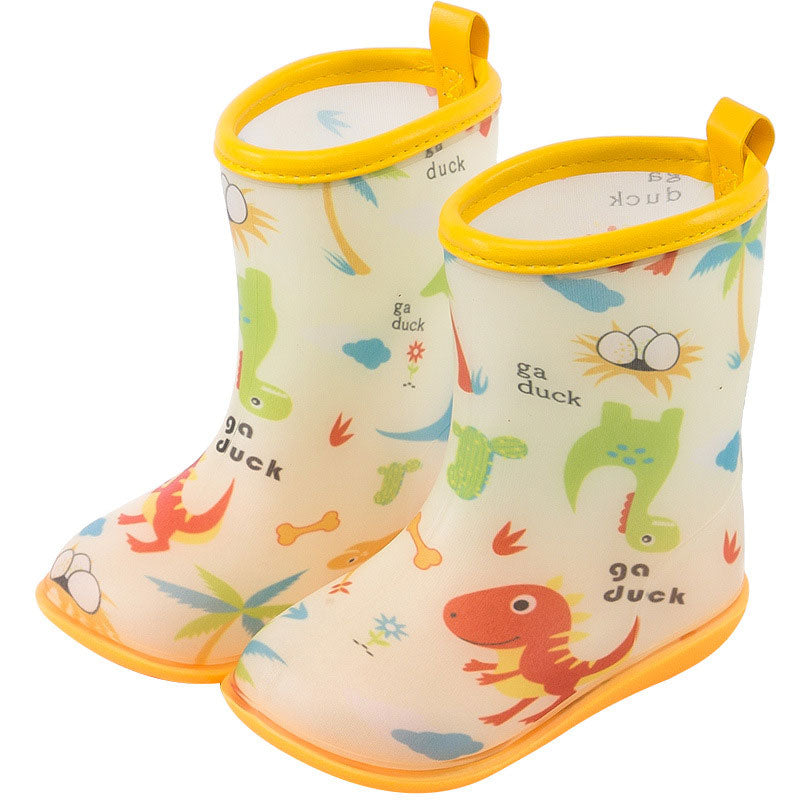 Baby rain boots summer boys printed lightweight waterproof toddler wear-resistant cute mid-tube water shoes girls and children rain gear