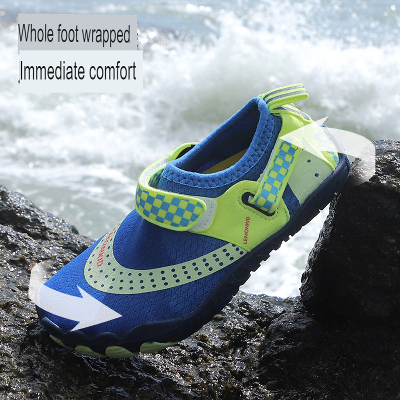 children's river tracing shoes for boys and girls, wading shoes, mesh soft sole, toe-cap non-slip beach shoes