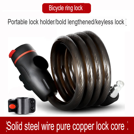 Mountain bike password ring lock steel wire copper core lock with bracket riding equipment portable bicycle lock