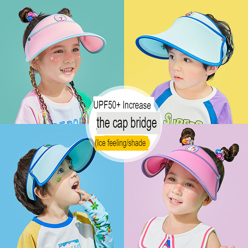 children's travel sun hat sun hat summer empty top hat children's anti-UV beach sun hat