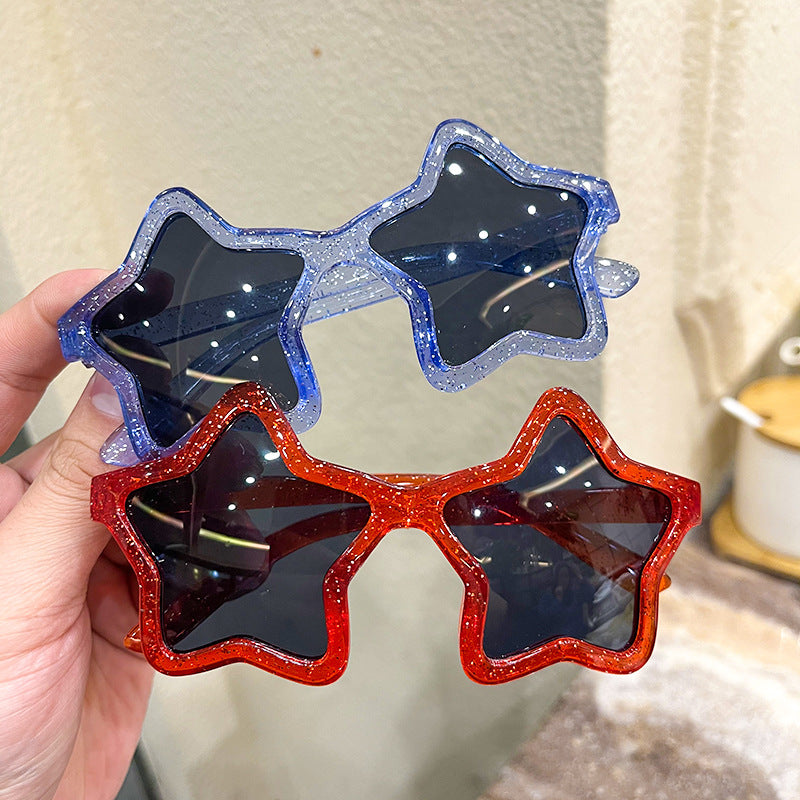 New colorful starlight children's sunglasses, children's five-pointed star sunglasses, anti-UV star glasses, cute and trendy children's glasses