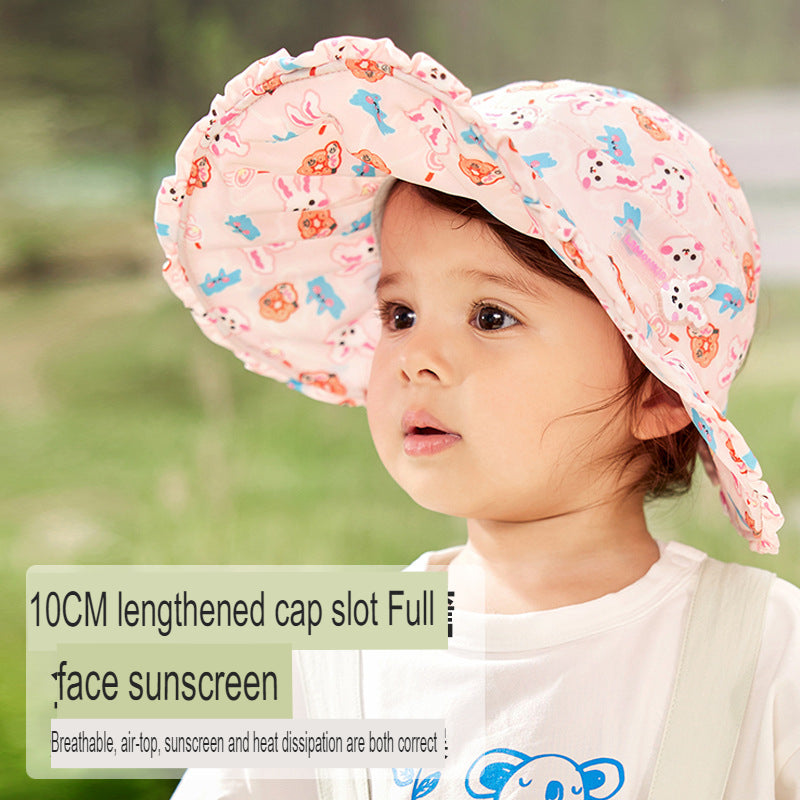 Baby soft brim shell hat for boys and girls large brim sun protection hat baby sunshade fisherman hat