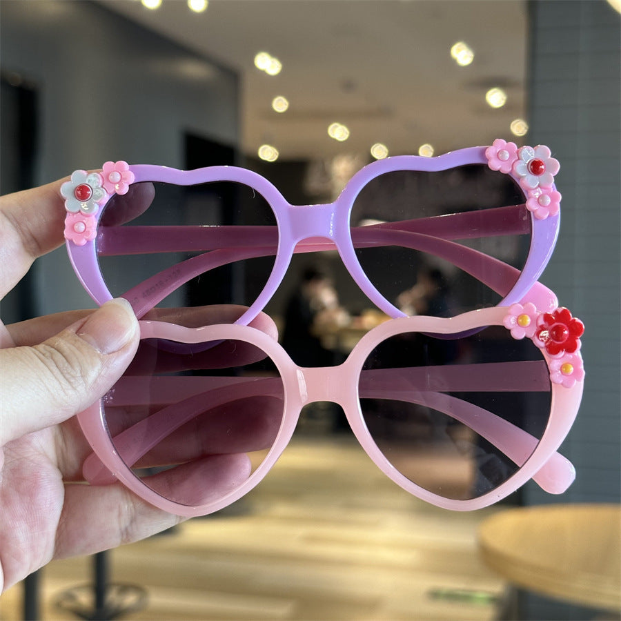 Little Princess Love Children's Sunglasses Baby Sunglasses Cute Cartoon Lace Glasses Anti-UV Girls Sunglasses