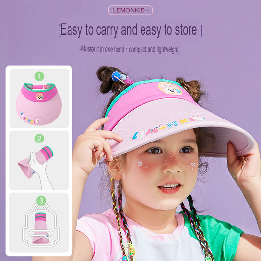 Children's sun hat summer boys' sun hat anti-UV girls' sun hat baby empty top hat large brim