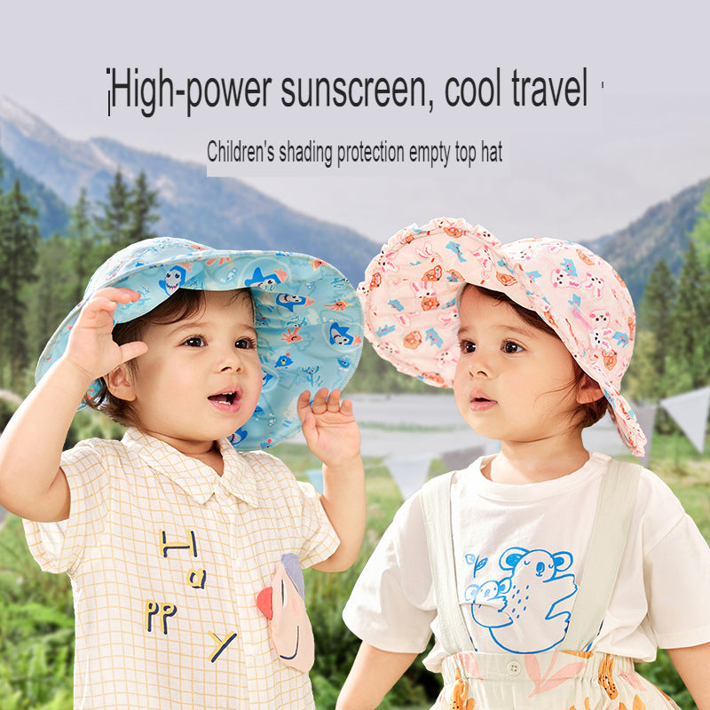 Baby soft brim shell hat for boys and girls large brim sun protection hat baby sunshade fisherman hat