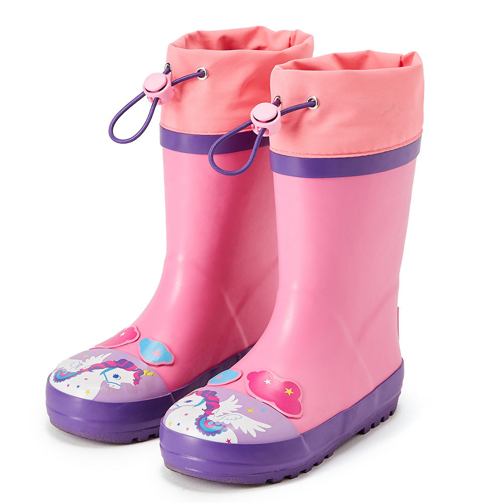 Children's Rubber Rain Boots Cute Cartoon Student Rain Boots Baby Waterproof Water Shoes