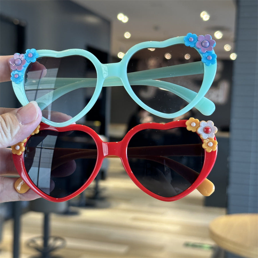 Little Princess Love Children's Sunglasses Baby Sunglasses Cute Cartoon Lace Glasses Anti-UV Girls Sunglasses