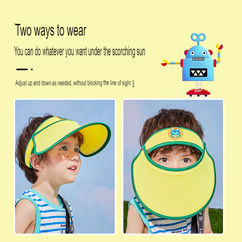 children's travel sun hat sun hat summer empty top hat children's anti-UV beach sun hat