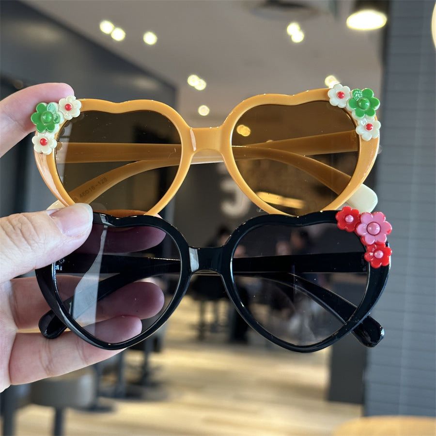 Little Princess Love Children's Sunglasses Baby Sunglasses Cute Cartoon Lace Glasses Anti-UV Girls Sunglasses