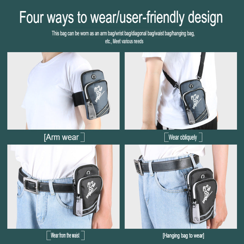 New multifunctional mobile phone waist bag for men and women outdoor wearing belt vertical single shoulder crossbody bag arm bag